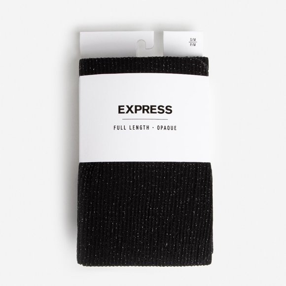 NEW! Black Metallic Ribbed Full Tights - Picture 2 of 6